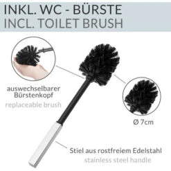 Casaria Piantana 2in1 Da WC 100% Bambù 83x25x20 Incl. Portarotolo & Scopino Intercambiabile Manico In Acciaio Inox -Stile Bagno 79470109 5