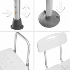 Panca Per Doccia Con Schienale E Bracciolo - Sgabello Bagno, Accessori Doccia, Panca Bagno -Stile Bagno 8009428 4