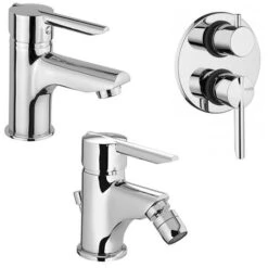 Set Miscelatori Piralla Serena Cromati Lavabo Bidet Doccia Incasso Con Deviatore