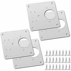 RHAFAYRE 4 Pezzi Piastra Di Riparazione Della Cerniera Dell'Armadio Con Foro, Staffe Di Riparazione Piastre Facile Installazione Con 24 Viti, Kit Di Riparazione Della Cerniera Per Legno, Mobili, Ripia