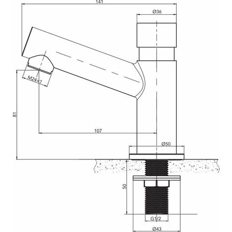 Rubinetto Lavabo Temporizzato Con Azionamento A Pulsante Tecom TWS1333 Cromo 2 Rubinetto Lavabo Temporizzato Con Azionamento A Pulsante Tecom TWS1333 Cromo - immagine 2
