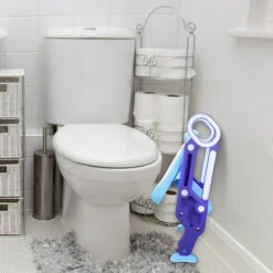 Randaco Scaletta Per Sedile WC Regolabile E Pieghevole Con Sedile Imbottito, Gradino Di Carico Grande Viola+Blu -Stile Bagno 80885785 4