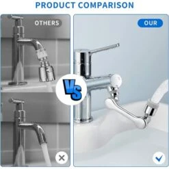 RHAFAYRE Prolunga Rubinetto Girevole 1080 Gradi, Attacco Rubinetto Aeratore Girevole 1080° Con 2 Funzioni Spray, Prolunga Rubinetto Con Aeratore Per Rubinetti Con Filettatura 20 22 24 Mm Cucina Bagno -Stile Bagno 80888056 5
