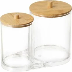 Porta Tampone Di Cotone Trasparente 2 In 1 Con Coperchio, Vasetto Per Tampone Di Cotone Da Bagno, Scatola Di Tampone Di Cotone In Plastica, Distributore Di Batuffoli Di Cotone, Per Batuffoli Di Cotone