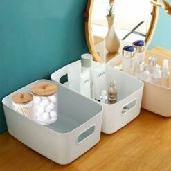 Porta Tampone Di Cotone Trasparente 2 In 1 Con Coperchio, Vasetto Per Tampone Di Cotone Da Bagno, Scatola Di Tampone Di Cotone In Plastica, Distributore Di Batuffoli Di Cotone, Per Batuffoli Di Cotone -Stile Bagno 80962082 5