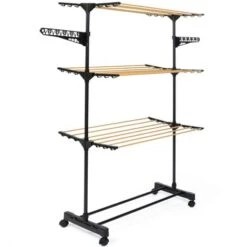 Stendibiancheria In Acciaio MAXIMA Inox Nero E Legno H.145 Cm -Stile Bagno 81211821 4