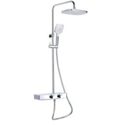 Swiss Aqua Technologies Colonna Doccia Con Miscelatore Termostatico, Soffione Doccia XXL 28,7 Cm, Asta Regolabile In Altezza, Bianco/cromata (SATSSTHP)