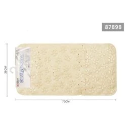 Trade Shop - Tappeto Antiscivolo Rettangolare Per Bagno Vasca Doccia Loto Crema 35x70cm 87898