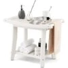 COSTWAY Panca Da Doccia, Sgabello Da Bagno Impermeabile Con Sedile Curvo, Con Portasciugamani E Piedini Antiscivoli, Panca Versatile Con Ripiano, 60,5 X 34 X 48 Cm