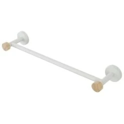 Porta Asciugamani A Parete 40 Cm Bianco In Acciaio E Bambù Haiti