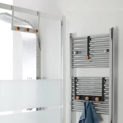 Appendiabiti Da Porta E Termoarredo In Acciaio Nero E Bamboo Haiti -Stile Bagno 82465698 4