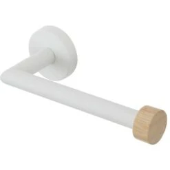 Portarotolo Carta Igienica A Muro Bianco In Acciaio E Bambù Haiti