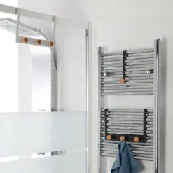 Appendiabiti 3 Ganci In Acciaio Bianco E Bambù Linea Haiti -Stile Bagno 82465702 3