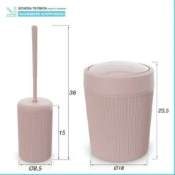 Set Completo Accessori Bagno Da Appoggio 5 Pezzi Rosa In Plastica Ring -Stile Bagno 82683700 3