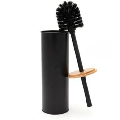 Portascopino Da Appoggio Nero Opaco In Acciaio E Bambù Haiti -Stile Bagno 82683714 4