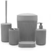 Accessori Bagno Appoggio In Set Completo 5 Pezzi Grigio In Plastica Ring