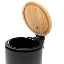 Set Accessori Bagno Scopino E Pattumiera Bianco In Acciaio E Bambù Haiti -Stile Bagno 82683724 5