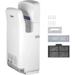VEVOR Asciugamani Elettrico 2000W Verticale, Asciugamani Automatico Elettrico Con Filtrazione HEPA, Asciugamani Ad Aria Calda A Temperatura 43°C In Bianco Per Asciugare Le Mani Velocemente