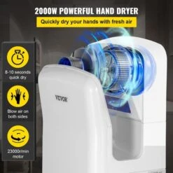 VEVOR Asciugamani Elettrico 2000W Verticale, Asciugamani Automatico Elettrico Con Filtrazione HEPA, Asciugamani Ad Aria Calda A Temperatura 43°C In Bianco Per Asciugare Le Mani Velocemente -Stile Bagno 82818065 3