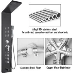 5 In 1 Pannello Doccia Acciaio Inox Antiruggine Idromassaggio Cascata Pro -Stile Bagno 82818368 3