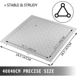 VEVOR Chiusino Da Incasso Pozzetto, 40x40 Cm, Coperchio In Lamiera Di Acciaio Zincato, Pozzetto Giardino In Lamiera Zincata, 2 Viti, Per Apertura Drenaggio Su Nave Stazione Di Pompaggio O Parcheggio -Stile Bagno 82818588 4