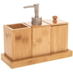 3 Accessori Da Bagno In Bambù Con Vassoio - 5 Five Simply Smart