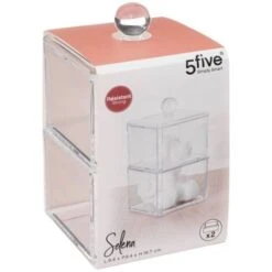 2 Scatole Di Cotone Trasparente Selena - Set Di 2 Scatole Di Cotone, Polistirolo, Dimensioni L. 9,4 X L. 9,4 X H. 16,6 Cm - 5 Five Simply Smart -Stile Bagno 83779715 3
