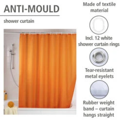 Tenda Doccia Antimuffa Monocolore Arancio WENKO -Stile Bagno 8427407 5