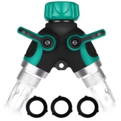 RHAFAYRE Sdoppiatore Per Tubo Da Giardino, Distributore 3/4 In Lega Di Zinco Con 2 Uscite Valvola, Flusso D'acqua Regolabile E Bloccabile Con 2 Connettori E 3 Rondelle