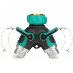RHAFAYRE Sdoppiatore Per Tubo Da Giardino, Distributore 3/4 In Lega Di Zinco Con 2 Uscite Valvola, Flusso D'acqua Regolabile E Bloccabile Con 2 Connettori E 3 Rondelle -Stile Bagno 85314742 3