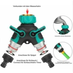 RHAFAYRE Sdoppiatore Per Tubo Da Giardino, Distributore 3/4 In Lega Di Zinco Con 2 Uscite Valvola, Flusso D'acqua Regolabile E Bloccabile Con 2 Connettori E 3 Rondelle -Stile Bagno 85314742 4