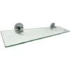 Mensola In Vetro Lucido Trasparente Da Bagno Con Reggimensola Acciaio Cromato Fissaggio A Parete Con Viti Porta Oggetti Shampoo Sapone