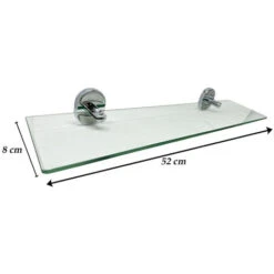 Mensola In Vetro Lucido Trasparente Da Bagno Con Reggimensola Acciaio Cromato Fissaggio A Parete Con Viti Porta Oggetti Shampoo Sapone -Stile Bagno 85696994 5