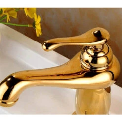 Rubinetto Lavabo Bagno Oro Antico Lucido Miscelatore Acqua Monocomando 1712 -Stile Bagno 85755478 3