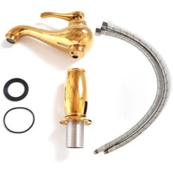 Rubinetto Lavabo Bagno Oro Antico Lucido Miscelatore Acqua Monocomando 1712 -Stile Bagno 85755478 5