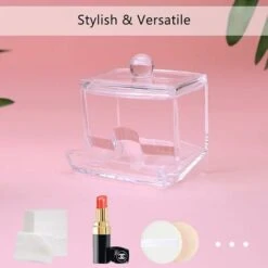 Dispenser Per La Conservazione Di Tamponi Di Cotone In Acrilico Trasparente Con Scatola Per Cosmetici Con Coperchio -Stile Bagno 85901741 3