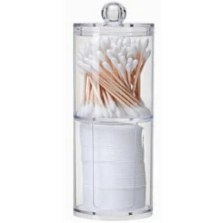 Barattoli Di Stoccaggio In Cotone, Porta Batuffoli Di Cotone BR-Vie, Porta Batuffoli Di Cotone, Con Coperchio, Per Conservare Tamponi Di Cotone, Cosmetici, Asciugamani Di Carta (2 Livelli)