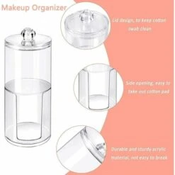 Barattoli Di Stoccaggio In Cotone, Porta Batuffoli Di Cotone BR-Vie, Porta Batuffoli Di Cotone, Con Coperchio, Per Conservare Tamponi Di Cotone, Cosmetici, Asciugamani Di Carta (2 Livelli) -Stile Bagno 85909066 3