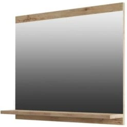 Specchio Da Bagno Rettangolare Con Mensola Portaoggetti 60 X 50 Cm Naturale Chiaro - CLAUDIA