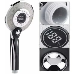 Soffione Doccia A LED, Soffione Doccia A LED A 3 Colori Doccetta Con Controllo Della Temperatura Con Display Digitale Della Temperatura Doccia A 3 Modalità Di Risparmio Idrico -Stile Bagno 86524141 3