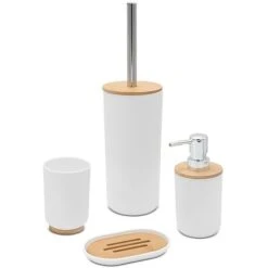 Portaspazzolini Bagno Da Appoggio Bianco In Abs E Bambù Surf -Stile Bagno 86539109 3