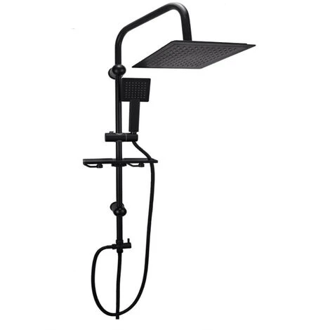 Colonna Doccia Moderna Saliscendi Con Soffione Quadrato Doccetta Telefono E Portasapone Per Box Doccia Nero 1 Colonna Doccia Moderna Saliscendi Con Soffione Quadrato Doccetta Telefono E Portasapone Per Box Doccia Nero