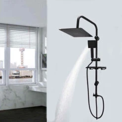 Colonna Doccia Moderna Saliscendi Con Soffione Quadrato Doccetta Telefono E Portasapone Per Box Doccia Nero 7 Colonna Doccia Moderna Saliscendi Con Soffione Quadrato Doccetta Telefono E Portasapone Per Box Doccia Nero -Stile Bagno 86643068 3