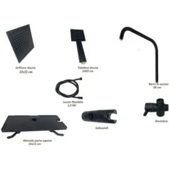 Colonna Doccia Moderna Saliscendi Con Soffione Quadrato Doccetta Telefono E Portasapone Per Box Doccia Nero 8 Colonna Doccia Moderna Saliscendi Con Soffione Quadrato Doccetta Telefono E Portasapone Per Box Doccia Nero -Stile Bagno 86643068 4