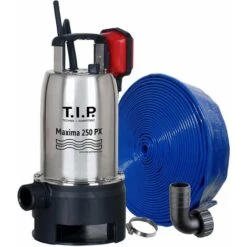 T.I.P. 30266 Pompa Sommersa Per Acque Scure Maxima 250 SX, In Acciaio INOX, Con 10 m Di Tubo Di Scarico, Ø 32 mm, Capacità Fino A 14500 l/h