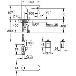Miscelatore Elettronico GROHE A Infrarossi Da 1/2 - Dispositivo Di Miscelazione - Blocco Della Temperatura - Bau Cosmopolitan E -Stile Bagno 88025672 3