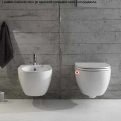 Vaso Wc Sospeso GLOBO GRACE WC Con Brida - Ceramica - Colore Bianco Lucido - Easy Clean