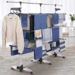 Stendibiancheria 50 Mt Grigio/bianco A 4 Livelli XXL + Barra Telescopica SUPRA