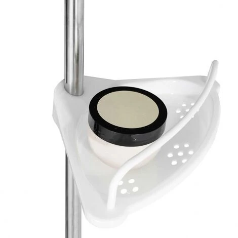 Mensola Telescopica Cromata Per Doccia Ad Angolo Con 4 Ripiani Bianchi 4 Mensola Telescopica Cromata Per Doccia Ad Angolo Con 4 Ripiani Bianchi - immagine 4