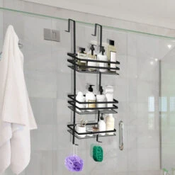 Mensole Per Doccia Scaffale Da Bagno Scaffale Da Doccia Senza Trapano Per Cabine Doccia 3 Ripiani Appesi Scaffale Da Doccia (3 Ripiani Appesi, Nero) HENGMEI -Stile Bagno 88136242 5